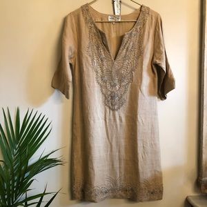 Bella Tu Silver Sequined Linen Dress